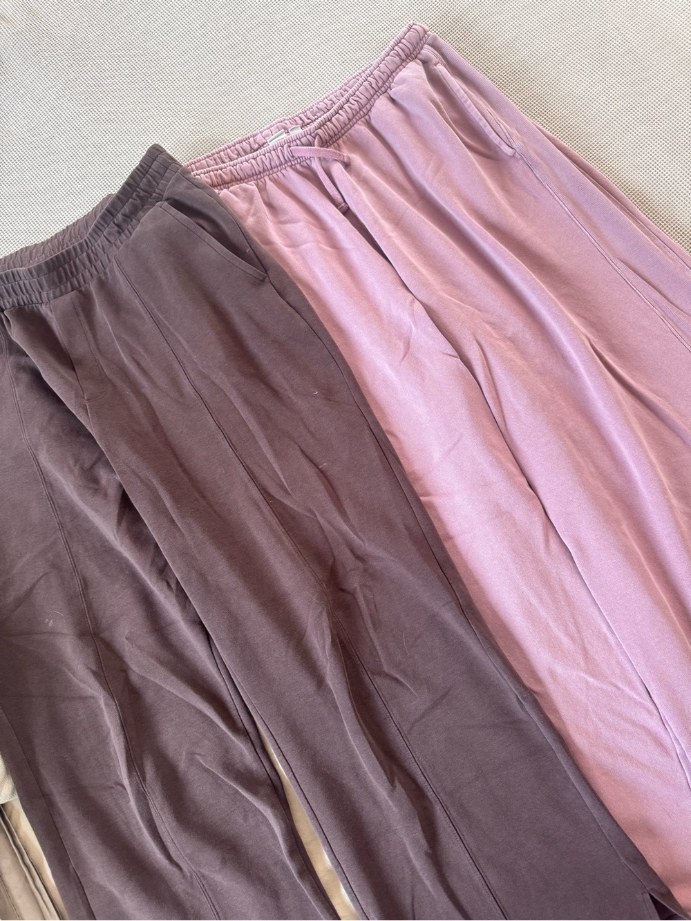 GAP Wide-Leg Track Pants in Mauve Pink and Chocolate Brown